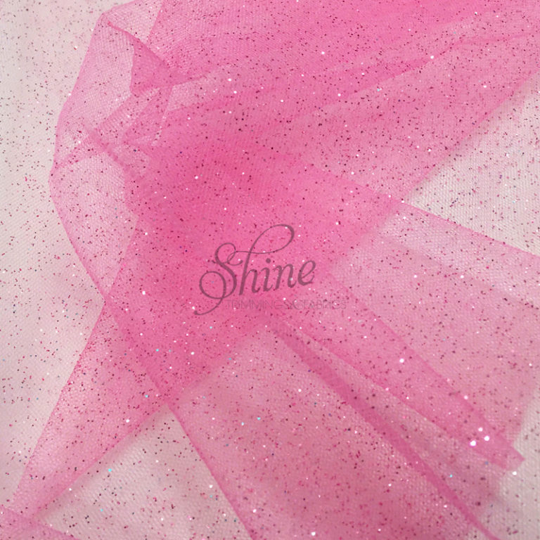 Glitter Tulle Pink Pink Shine Trimmings Fabrics