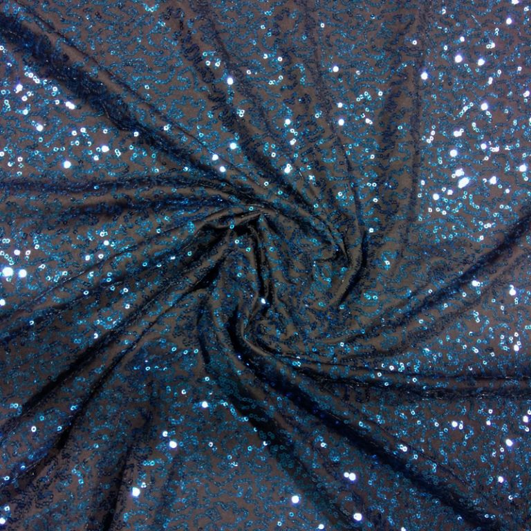 Broadway Sequin Fabric Navy Royal Sequin Shine Trimmings Fabrics