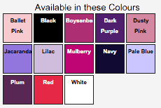 Available colours
