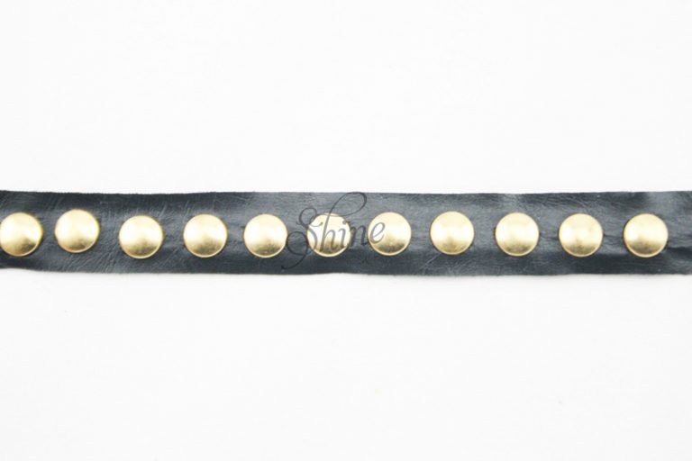 Leather Stud Trim Black/Gold Shine Trimmings & Fabrics