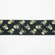 Belting Elastic Skull and Crossbone Black/Gold 38mm