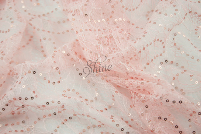 Sequined Lace Pale Pink | Shine Trimmings & Fabrics