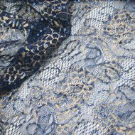 Lurex Two Tone Sequined Lace Navy Gold
