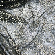 Lurex Two Tone Sequined Lace Black Gold