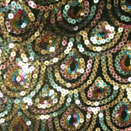 Peacock Sequin Fabric Gold Multi