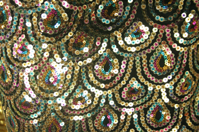 Peacock Sequin Fabric Gold Multi | Shine Trimmings & Fabrics