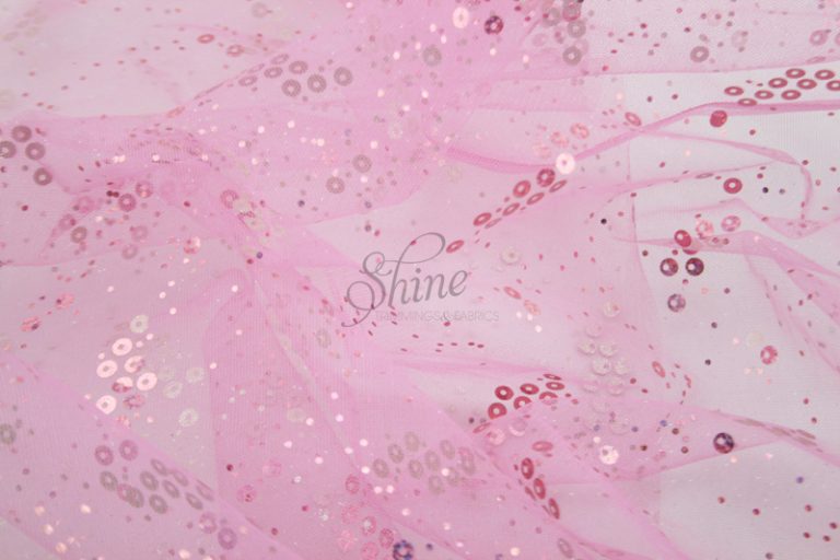 Sequin Glitter Tulle Pink Shine Trimmings & Fabrics