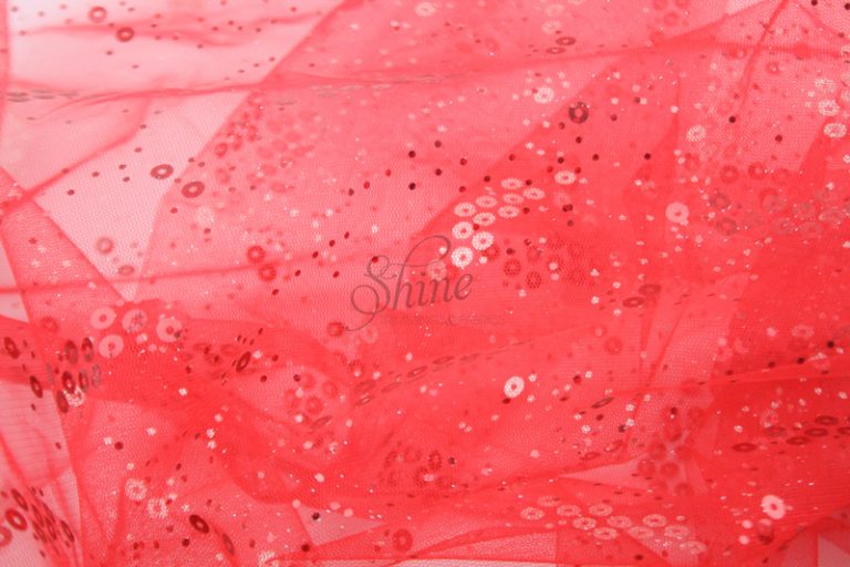 Sequin Glitter Tulle Red Shine Trimmings & Fabrics