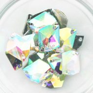 Plastic Crystal AB Sew On Stones Parallelogram 22x17mm