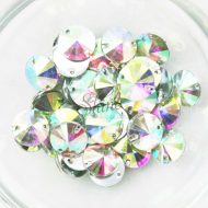 Plastic Crystal AB Sew On Stones Pyramidal Round 14mm