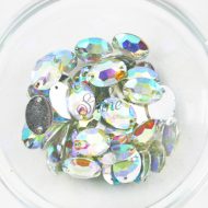 Plastic Crystal AB Sew On Stones Oval 17x23mm