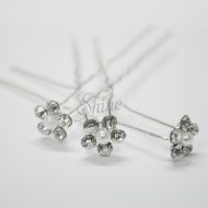 Flower Diamante Bun Pin Pearl