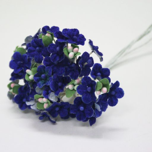 Mini Velvet Forget Me Not Bunch Royal Blue