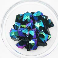 Plastic Oil Slick Sew On Stone Parallelogram 13x16mm