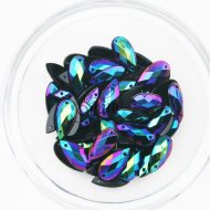 Plastic Oil Slick Sew On Stone Teardrop 9x18mm