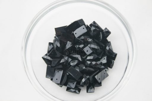 Plastic Black Sew On Stones Rectangle 7x12mm