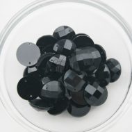Plastic Black Sew On Stones Round 10mm