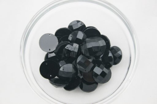 Plastic Black Sew On Stones Round 16mm