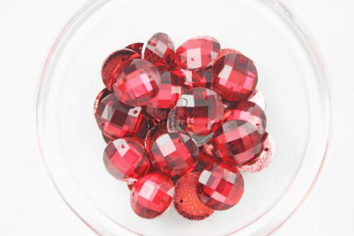 Plastic Red Sew On Stones Round 10mm
