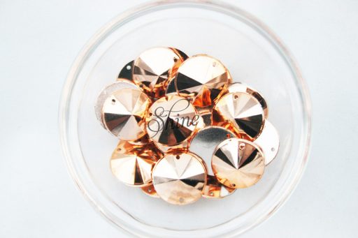 Plastic Metallic Copper Sew On Stone Round 20mm
