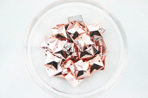 Plastic Metallic Copper Sew On Stone Square 13mm