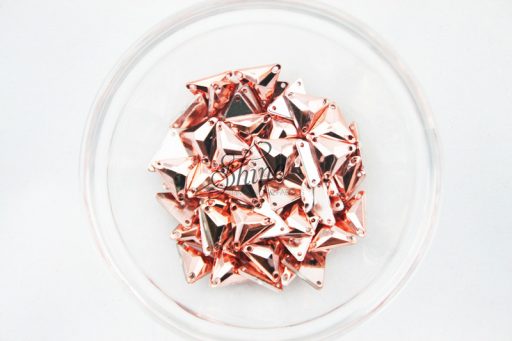 Plastic Metallic Copper Sew On Stone Triangle 12mm