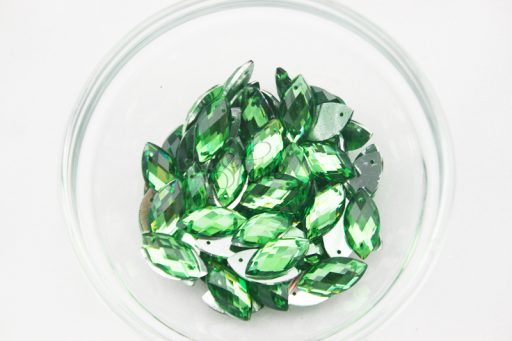 Plastic Emerald Green Sew On Stones Eye 6x12mm