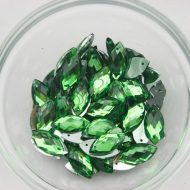 Plastic Emerald Green Sew On Stones Eye 9x18mm