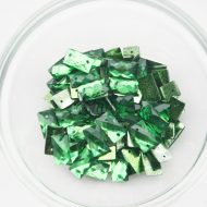 Plastic Emerald Green Sew On Stones Rectangle 7x12mm