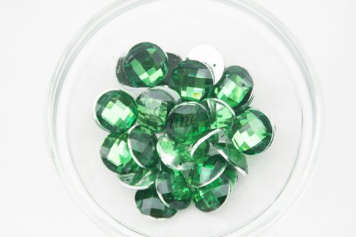 Plastic Emerald Green Sew On Stones Round 16mm