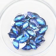 Plastic Royal Blue Sew On Stones Eye 9x18mm