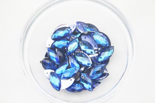 Plastic Royal Blue Sew On Stones Eye 9x18mm