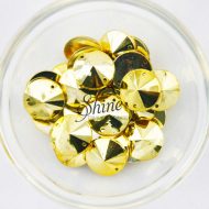 Plastic Metallic Gold Sew On Stone Round 14mm