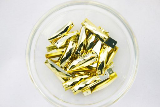 Plastic Metallic Gold Sew On Stone Rectangle 7x26mm