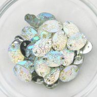 Plastic Frosted AB Sew On Stone Oval 10x14mm
