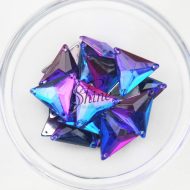 Plastic Two-Tone Blue Purple Sew On Stone Triangle 12mm