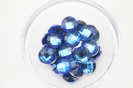 Plastic Royal Blue Sew On Stones Round 10mm