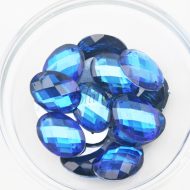 Plastic Royal Blue Sew On Stones Oval 10x14mm