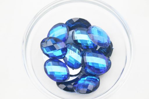 Plastic Royal Blue Sew On Stones Oval 18x25mm