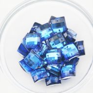 Plastic Royal Blue Sew On Stones Square 10mm