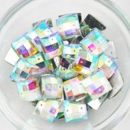 Plastic Crystal AB Sew On Stones Square 10mm