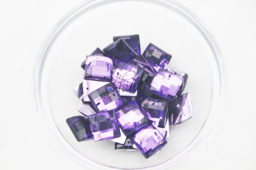 Plastic Purple Sew On Stones Square 10mm