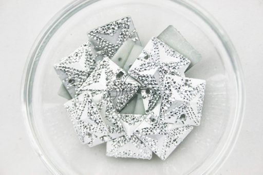Plastic Silver Matte Sew On Stone Square 10mm