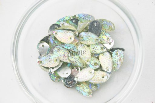 Plastic Frosted AB Sew On Stone Teardrop 10x18mm