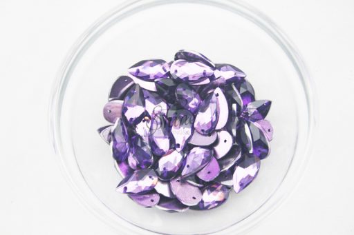 Plastic Purple Sew On Stones Teardrop 9x16mm