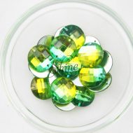 Plastic Two-Tone Emerald Green Lime Sew on Stone Round 14mm