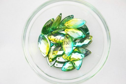Plastic Two-Tone Emerald Green Lime Sew on Stone Eye 12x25mm