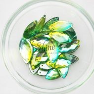 Plastic Two-Tone Emerald Green Lime Sew on Stone Eye 9x20mm