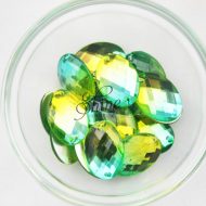 Plastic Two-Tone Emerald Green Lime Sew on Stone Oval 9x12mm