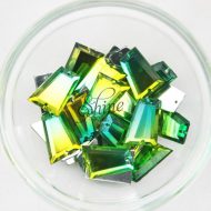 Plastic Two-Tone Emerald Green Lime Sew on Stone Trapezium 18x20mm